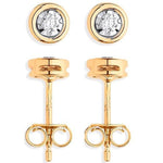 9K Yellow Gold Rub Over 0.10 CTW Diamond Earrings Pobjoy Diamonds