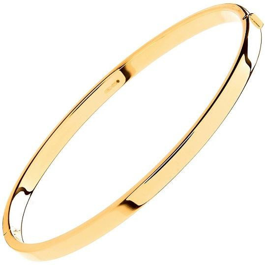 9K Yellow Gold Hinged Square Edged Ladies Bangle - Pobjoy Diamonds