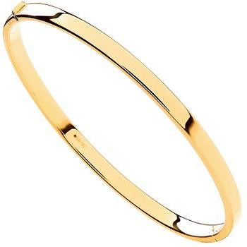 9K Yellow Gold Hinged Square Edged Ladies Bangle - Pobjoy Diamonds