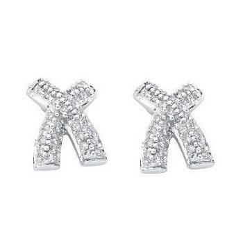 9K White Gold Diamond Kiss Stud Earrings 0.25 CTW - Pobjoy Diamonds