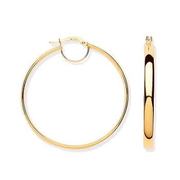 9K hinged hoop, flat tube, ladies earrings from Pobjoy