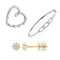 9K Gold & Diamond Heart Pendant, Bracelet & Stud Earrings - Pobjoy Diamonds