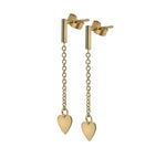 9K Yellow Gold Heart Chain Drop Earrings - Pobjoy Diamonds