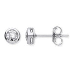 9K White Gold Rubover 0.10 CTW Diamond Earrings - Pobjoy Diamonds