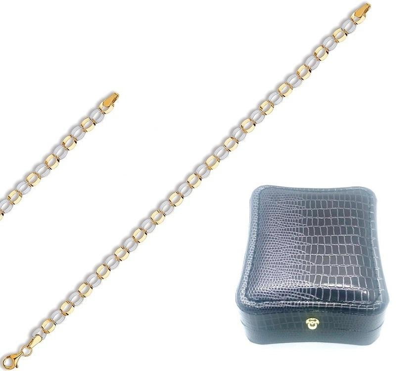 9K Yellow & White Gold Interlink Bracelet - Pobjoy Diamonds