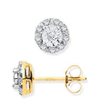 9K Yellow Gold Diamond Stud & Cluster Earrings 0.14 CTW - Pobjoy Diamonds