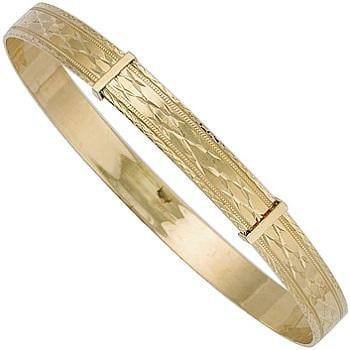 9K Yellow Gold Expandable Slave Bangle - Pobjoy Diamonds