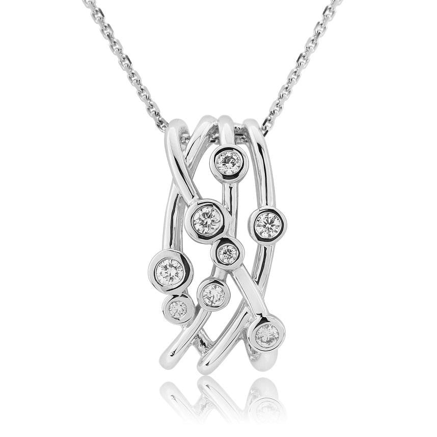 18K White Gold & Diamond Scatter Necklace & Pendant 0.24 CTW - Pobjoy Diamonds