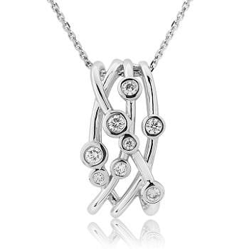 18K White Gold & Diamond Scatter Necklace & Pendant 0.24 CTW - Pobjoy Diamonds