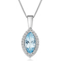 9K White Gold Aquamarine & Diamond Pendant - Pobjoy Diamonds