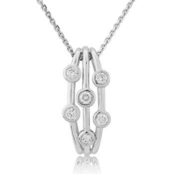 18K White Gold & Diamond Scatter Pendant Necklace 0.20 CTW - Pobjoy Diamonds