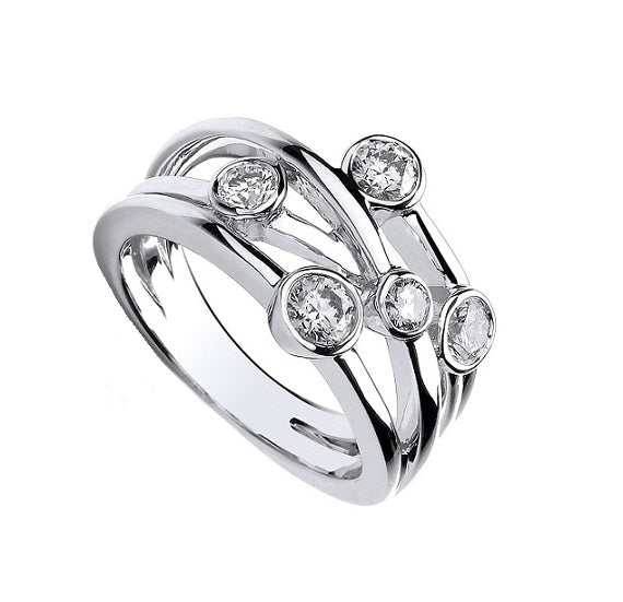 18K White Gold 0.75 Carat Asymmetric Diamond Cluster Ring - G/Si - Pobjoy Diamonds