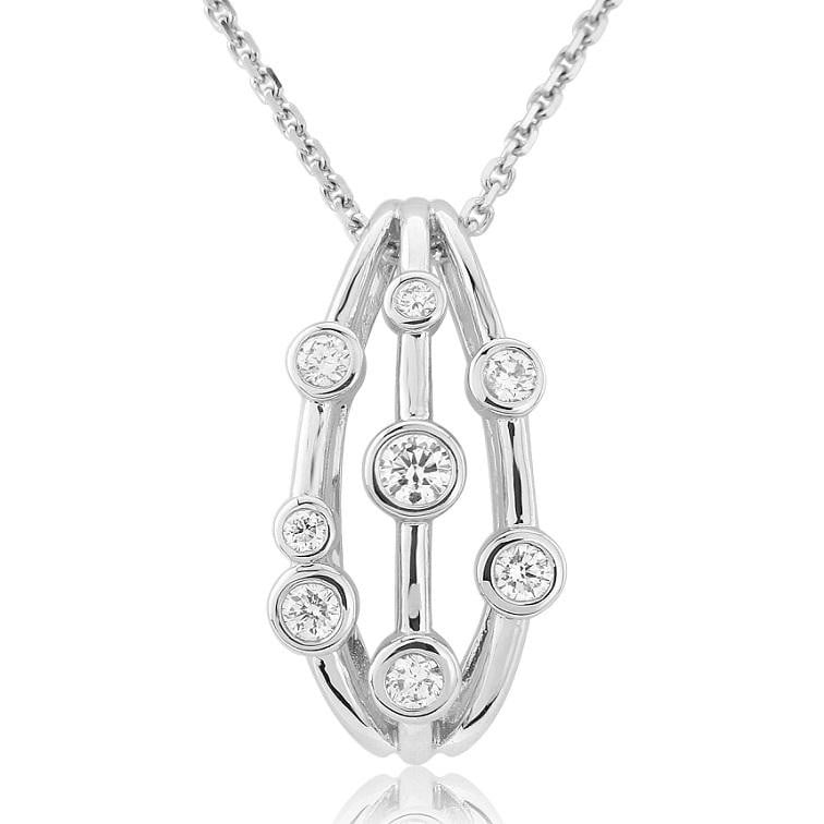 18K White Gold & Diamond Scatter Necklace & Pendant 0.20 CTW - Pobjoy Diamonds