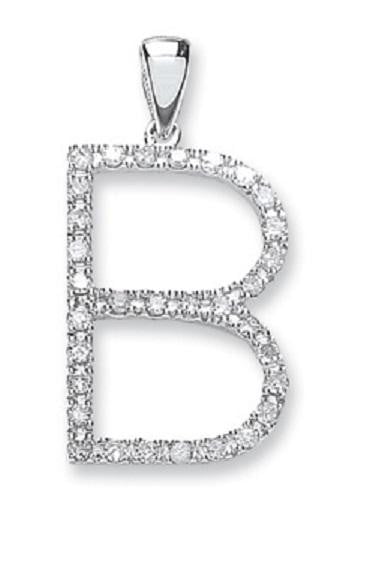 9K W/Gold & Diamond & Diamond Initial Pendant Pobjoy E-Boutique