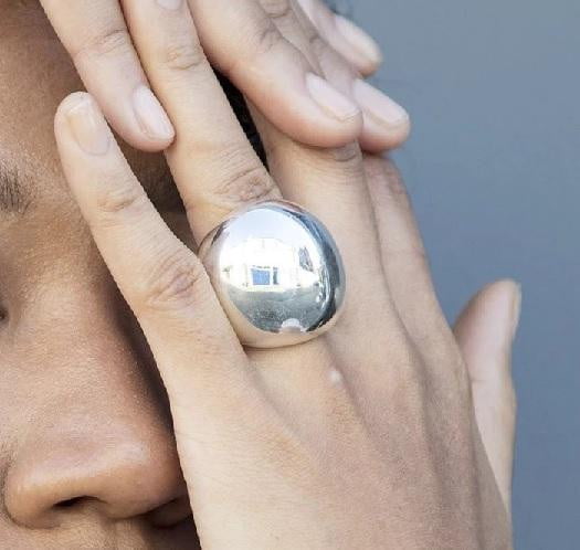 Handmade Chunky Silver Orb Ring - Pobjoy Diamonds