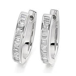 Baguette Cut Diamond Ladies Hoop Earrings 950 Palladium - Pobjoy Diamonds