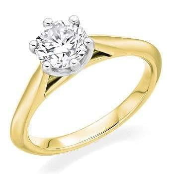 18K Gold 1.00 Carat Round Brilliant Cut Solitaire Lab Grown Diamond Ring E/VVS1