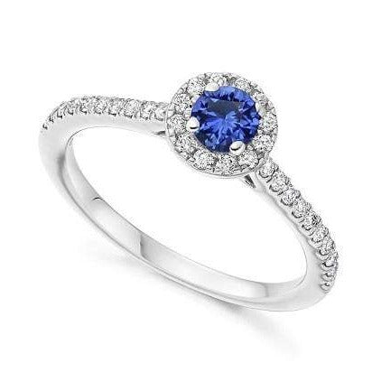 950 Platinum Blue Sapphire & Diamond Ring 0.55 CTW - Pobjoy Diamonds