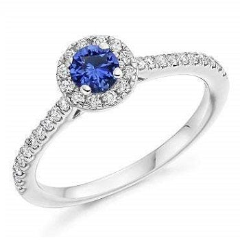 950 Platinum Blue Sapphire & Diamond Ring 0.55 CTW - Pobjoy Diamonds