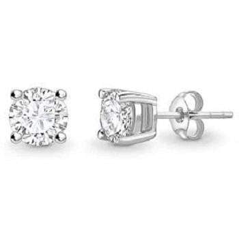 GIA 18K Gold Round Brilliant Cut Diamond Stud Earrings 0.60 To 1.00 CTW- H/Si2 - Pobjoy Diamonds