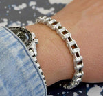 Chunky Sterling Silver Handmade Mens Bike Chain Bracelet - Pobjoy Diamonds