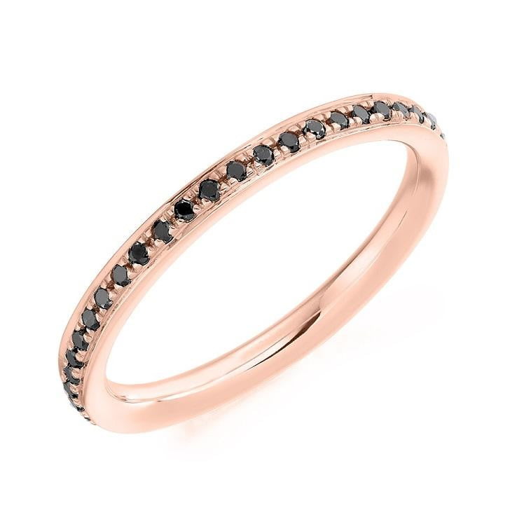 Pobjoy  18K Rose Gold 0.30 Carat Black Diamond Full Eternity Ring