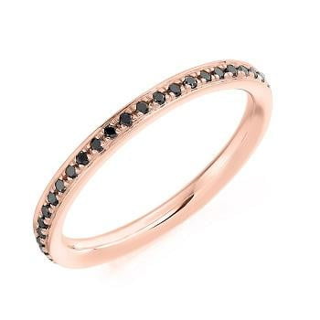 Pobjoy  18K Rose Gold 0.30 Carat Black Diamond Full Eternity Ring