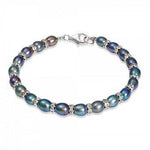 Black/Blue & Sterling Silver Oval Pearl Bracelet - Pobjoy Diamonds