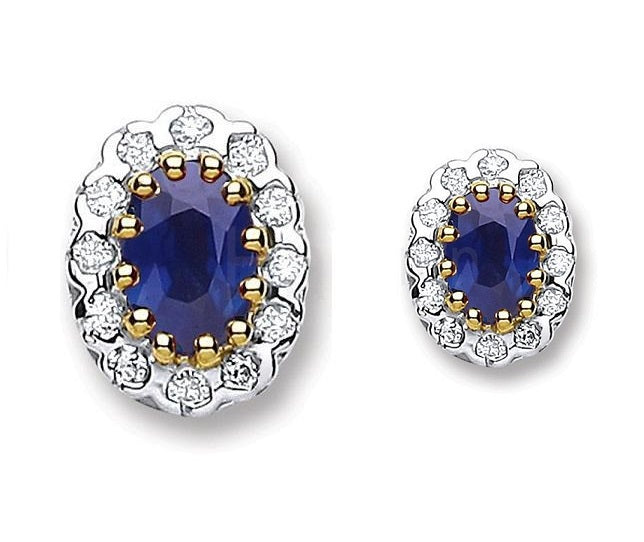 9K Yellow Gold Blue Sapphire & Diamond Stud Earrings 1.10 CTW - Pobjoy Diamonds