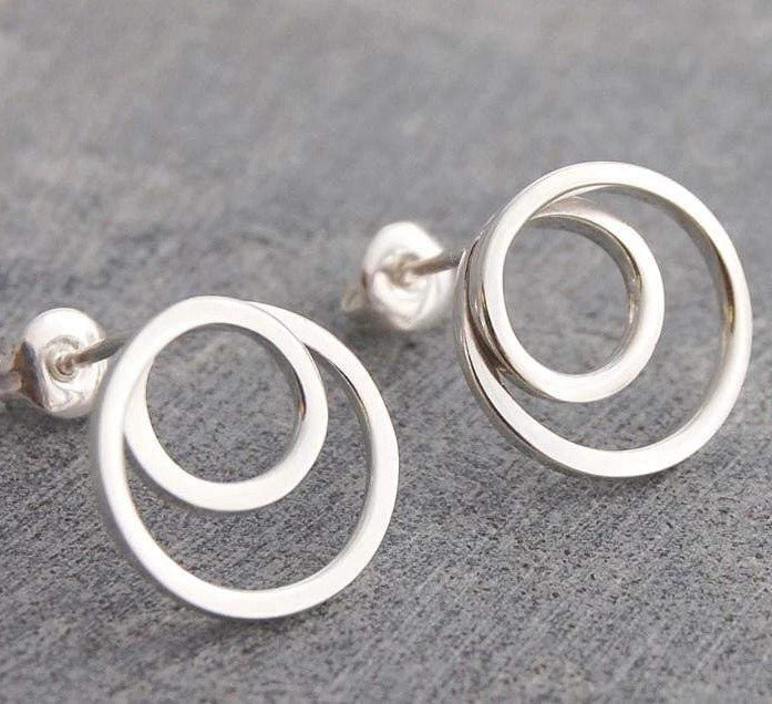 Handmade Silver Hoop Stud Earrings - Pobjoy Diamonds