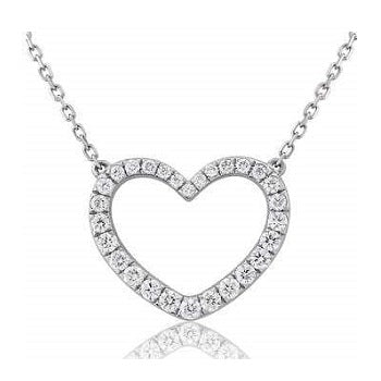 18K Gold Diamond Silhouette Heart Diamond Necklace 0.60 Carat - Pobjoy Diamonds