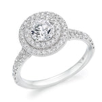 18K White Gold 1.00 CTW Diamond Halo & Shoulders Engagement Ring - Chamonix - Pobjoy Diamonds