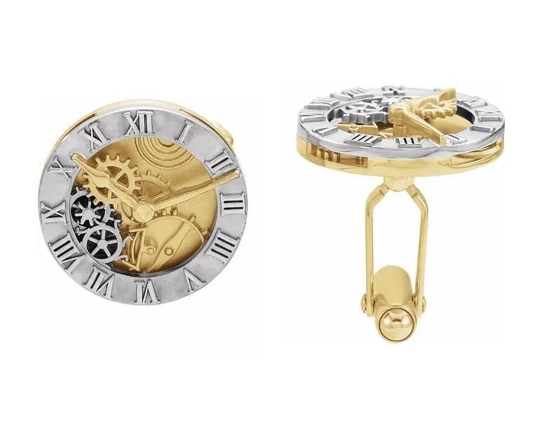 14K Gold & Sterling Silver Clock Cufflinks - Pobjoy Diamonds