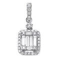 18K White Gold Baguette Diamond Pendant - Pobjoy Diamonds