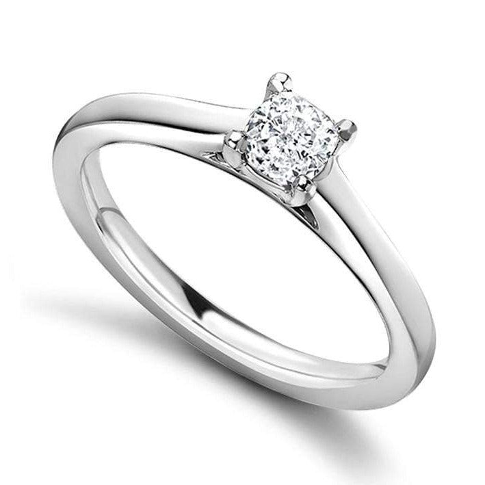 18K White Gold 1.00 Carat Cushion Solitaire Diamond Engagement Ring G/Si1 - Valencia - Pobjoy Diamonds