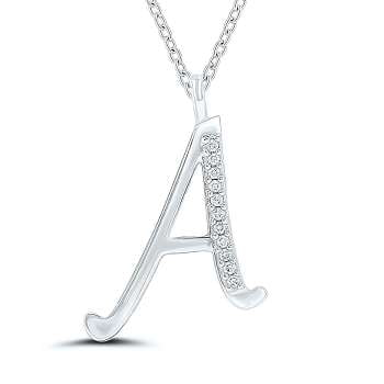 9K Gold & Diamond Initial Pendant & Neck Chain-Letters Q To Z - Pobjoy Diamonds