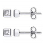 18K White Gold Princess Cut Diamond Stud Earrings 0.20 Carat - Pobjoy Diamonds