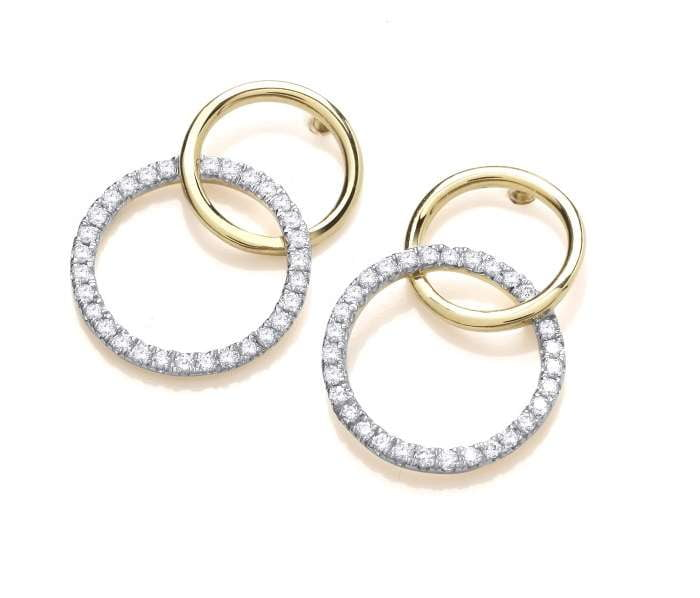 9K Gold 0.33 Carat Diamond Hoop Drop Earrings - Pobjoy Diamonds