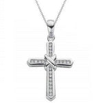 9K White Gold Diamond Cross & Kiss Pendant Necklace 0.25 CTW - Pobjoy Diamonds