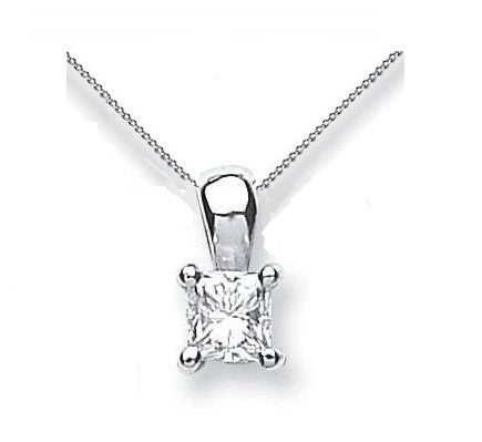 18K White Gold & 0.25 Carat Princess Cut Diamond Pendant - Pobjoy Diamonds