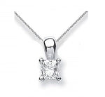 18K White Gold & 0.25 Carat Princess Cut Diamond Pendant - Pobjoy Diamonds