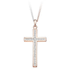 18K Rose Gold 0.40 CTW Diamond Cross Pendant - Pobjoy Diamonds