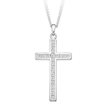 18K White Gold 0.40 CTW Diamond Cross Pendant - Pobjoy Diamonds