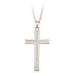 9K Rose Gold 0.40 CTW Diamond Cross Pendant - Pobjoy Diamonds