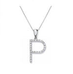 9K White Gold & Diamond Initial Pendant-P - Pobjoy Diamonds