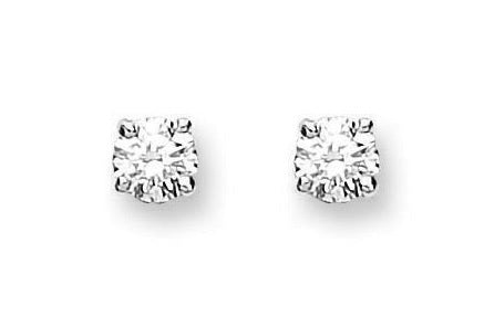 18K White/Yellow Gold 0.25 Carat Solitaire Diamond Stud Earrings H/Si1 - Pobjoy Diamonds