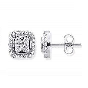 9K White Gold Gents Diamond Milled Bezel Earring 0.16 CTW - Pobjoy Diamonds