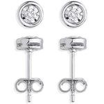 9K White Gold Gents Round Cut Diamond Stud Earring 0.08 Carat - Pobjoy Diamonds