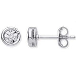 9K White Gold Gents Round Cut Diamond Stud Earring 0.08 Carat - Pobjoy Diamonds