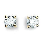 9K Yellow Gold 0.25 Carat Solitaire Diamond Stud Earrings H/Si1 - Pobjoy Diamonds